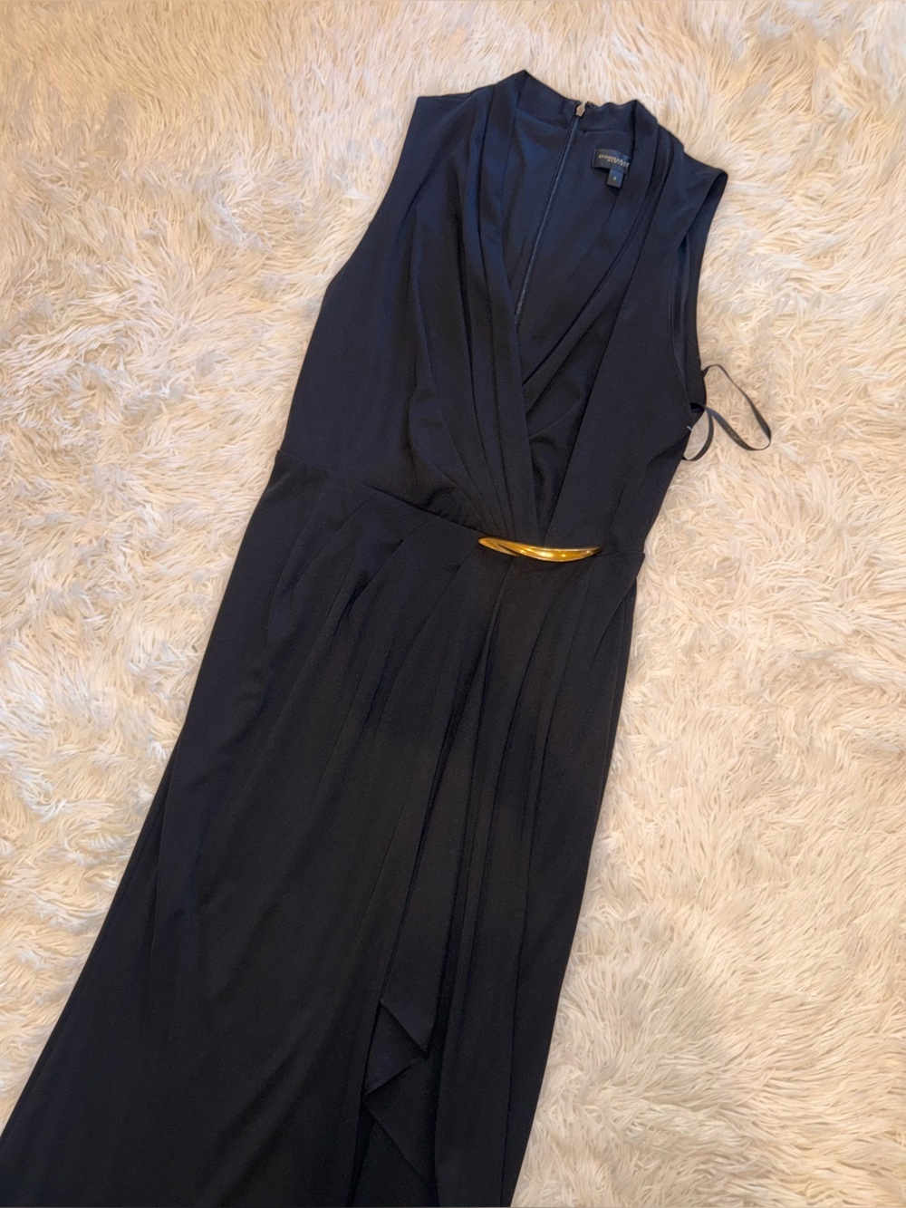 NEW Donna Karan New York Filament Jersey Wrap-Style Cocktail Black Dress Sz 6 - Picture 7 of 12